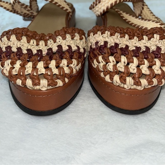 ULLA JOHNSON Polonio sandal tan brown 7 espadrille Fawn boho woven flat strap - Picture 9 of 10